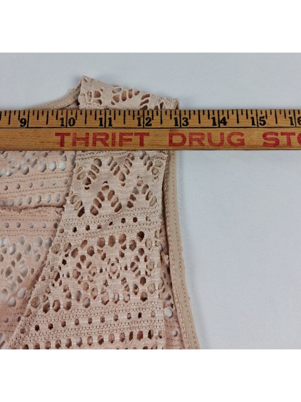 Love J Women's XL Beige Crochet Fringe Open Front Duster Vest 31 Long - Picture 5 of 6